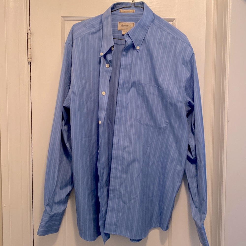 Eddie Bauer blue-striped button down collar shirt